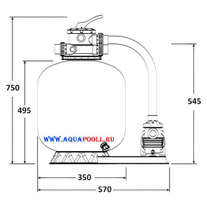 Фильтровальная установка 4,5м3/ч Laswim P-DYG 350мм с насосом KP256 (P-DYG350K)